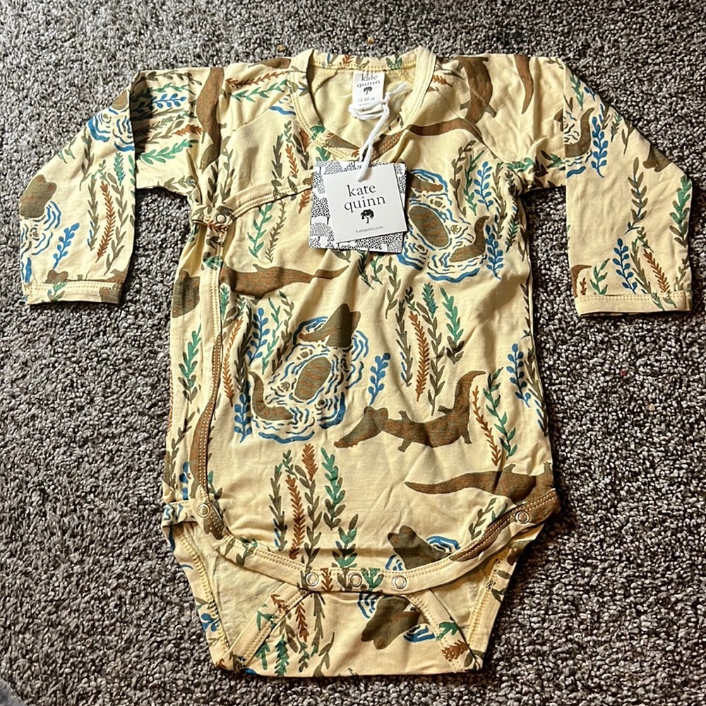 NWT. Kate Quinn. 12-18M. Long sleeve kimono bodysuit. Bamboo.